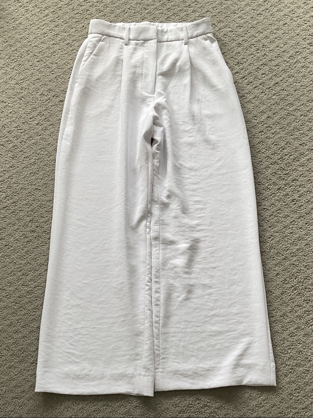 Abercrombie & Fitch White Wide-Leg Trousers 4/27 Curve Love